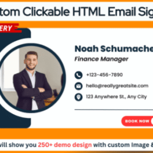 Custom HTML Email Signature Professional, clickable signature